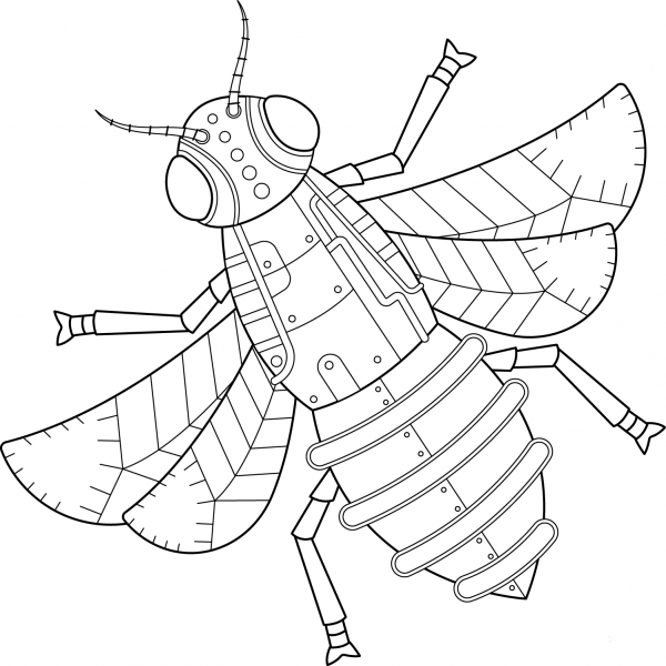 Steampunk Bee coloring page image
