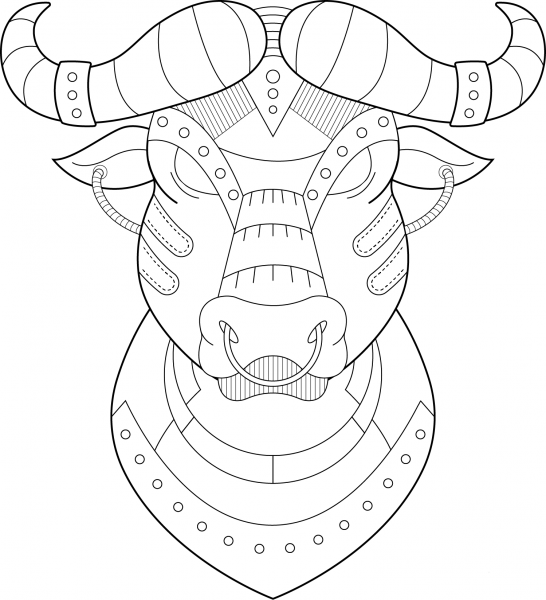Steampunk Buffalo coloring page image