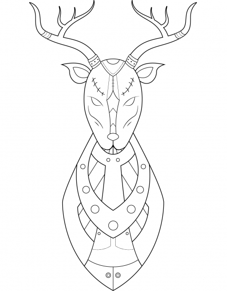 Steampunk Deer coloring page image