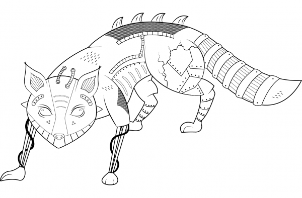 Steampunk Fox coloring page image