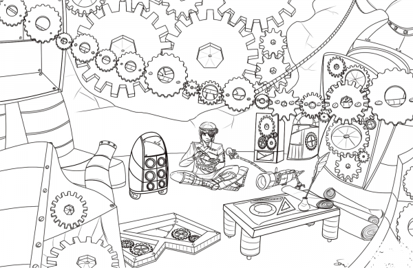 Steampunk Gears coloring page image