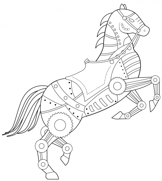 Steampunk Horse coloring page image