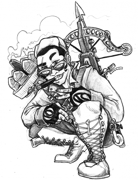 Steampunk Rap Gunsmitty coloring page image