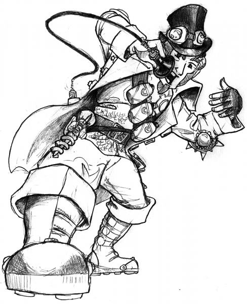 Steampunk Rapper Brass Monkey coloring page image