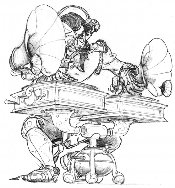 Steampunk Rapper Doc Boom coloring page image