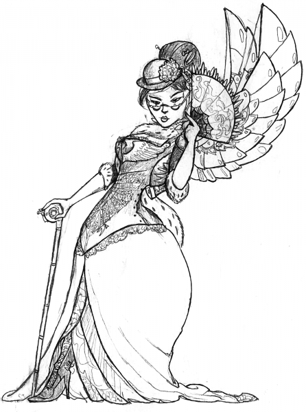 Steampunk Rapper Lady Minx coloring page image