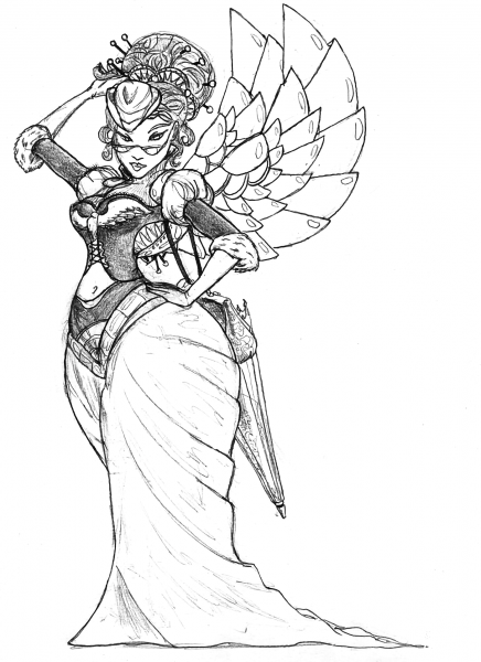 Steampunk Rapper Lady Minx coloring page image