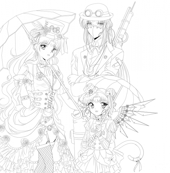 Steampunk Sailor Moon  coloring page image