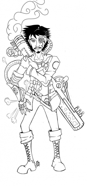Steampunk Sheriff coloring page image
