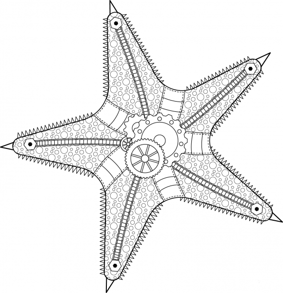 Steampunk Starfish coloring page image