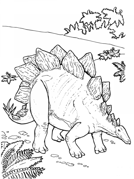 Stegosaurus Armored Dinosaur coloring page image