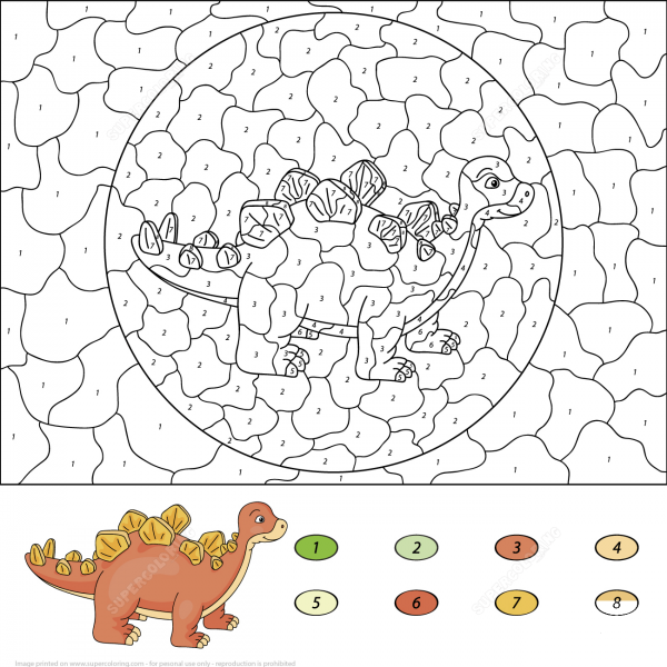 Stegosaurus Color by Number image