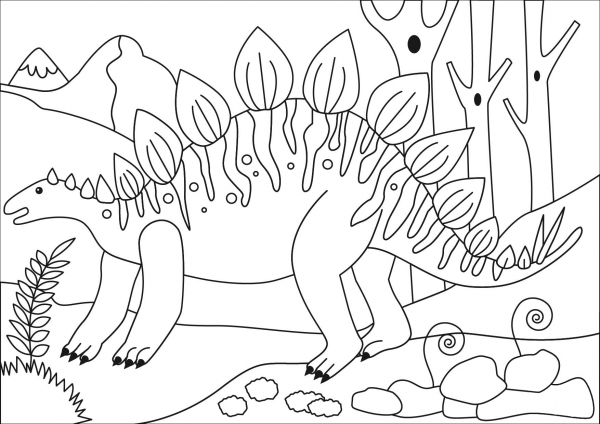 Stegosaurus coloring page image