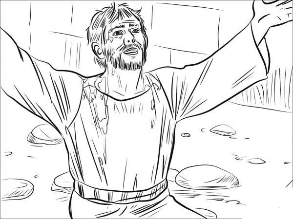 Stephen Prayed While He was Stoned coloring page image