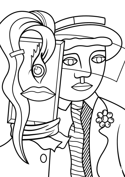 Stepping out by Roy Lichtenstein coloring page image