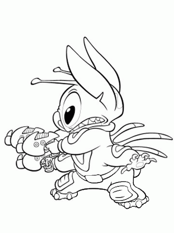 Stitch And His Weapon  coloring page image