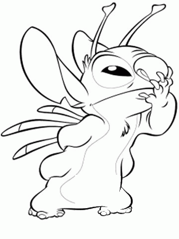 Stitch Is Thinking  coloring page image