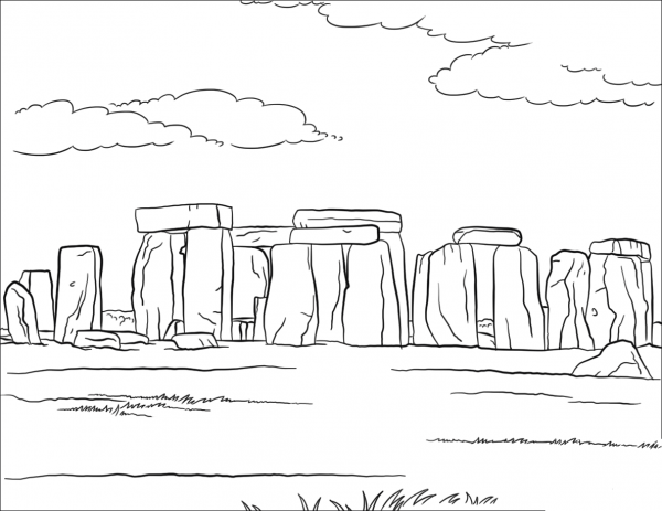 Stonehenge coloring page image