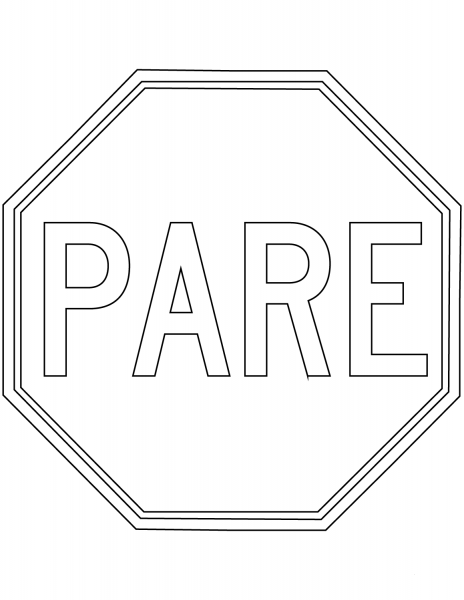 “Stop” Sign in Brazil coloring page image