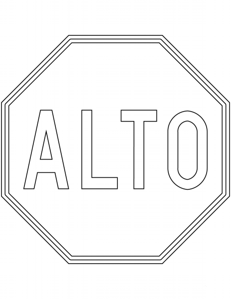 “Stop” Sign in Mexico coloring page image