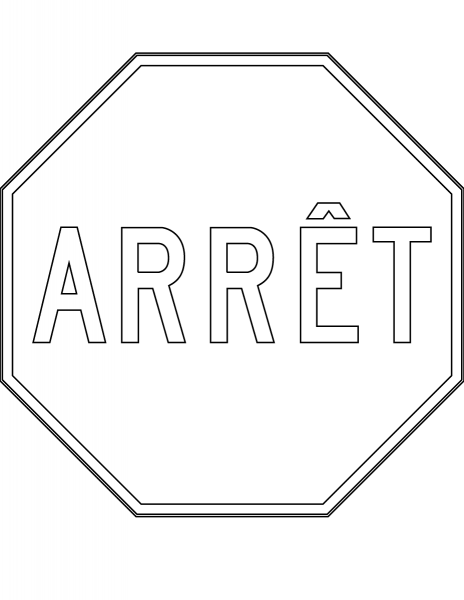 Stop Sign in Quebec P-010 coloring page image
