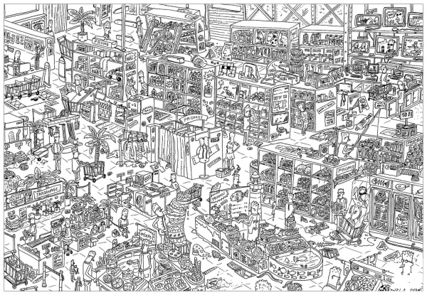 Store Doodle coloring page image