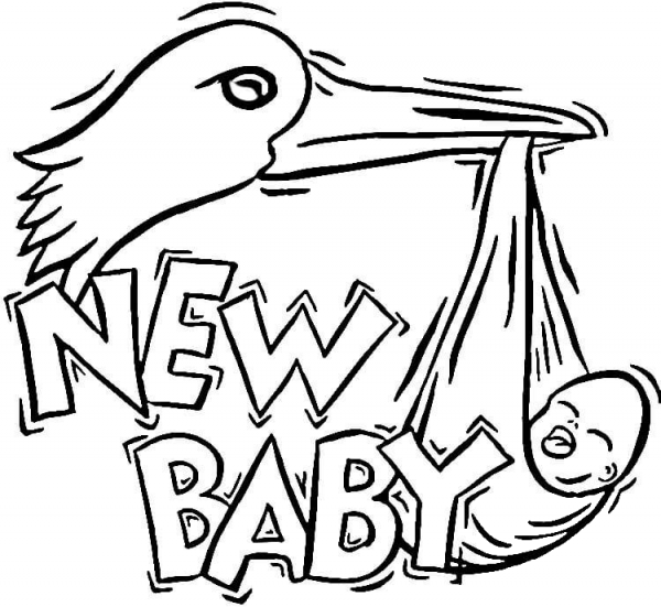 Stork Brings a New Baby  coloring page image
