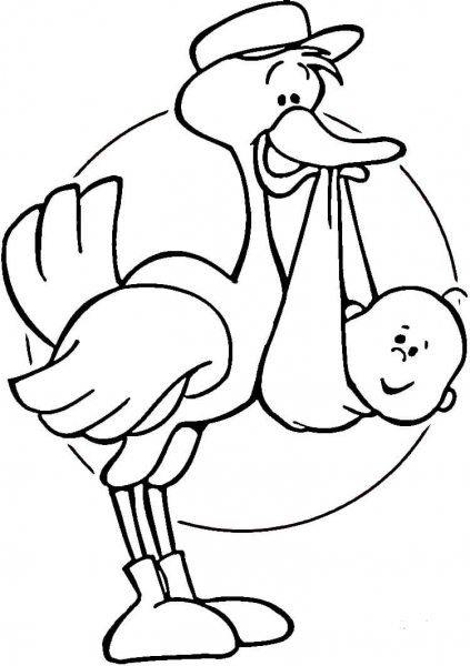 Stork Came with Happy News  coloring page image