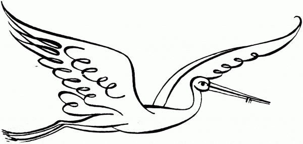 Stork Flying coloring page image