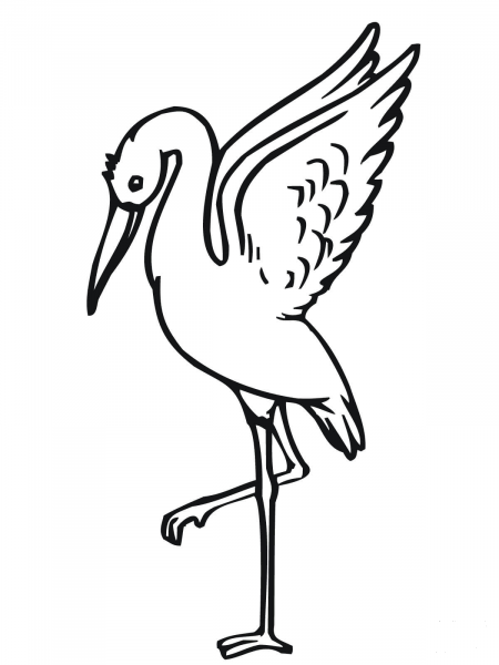 Stork Taking Off coloring page image
