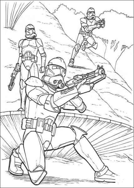 Stormtrooper in Action coloring page image