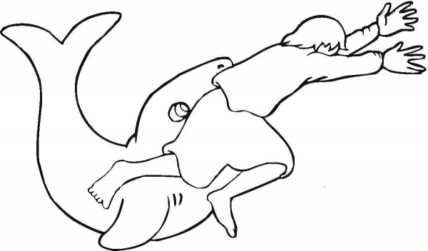 Story Of Jonah And Whale  coloring page image