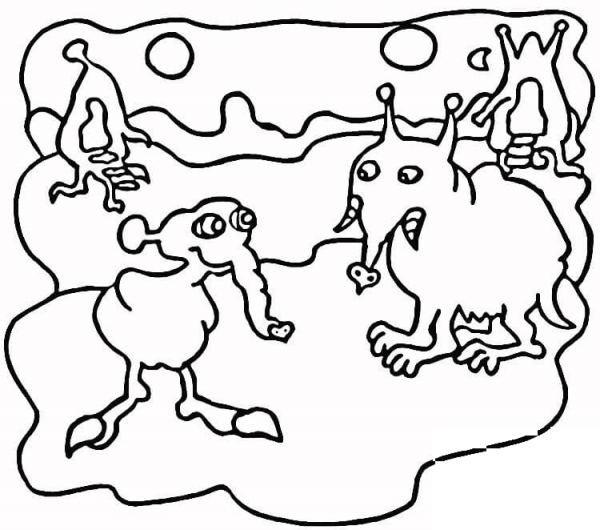 Strange Alien Creatures  coloring page image