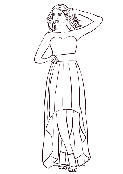 Strapless High Low Prom Dress coloring page - ColouringPages