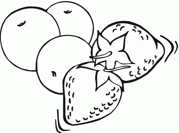 Strawberries and Oranges coloring page image