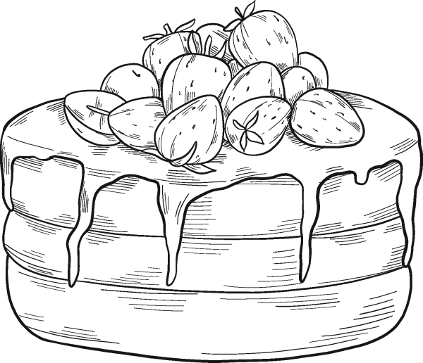 Strawberry Cake coloring page image