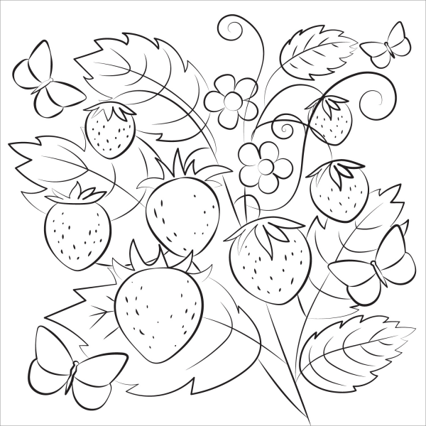 Strawberry coloring page image