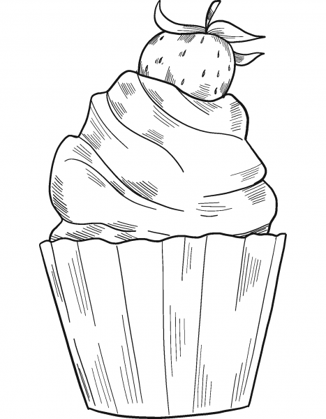 Strawberry Cupcake coloring page image