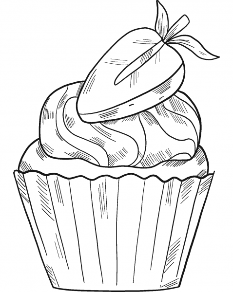 Strawberry Cupcake coloring page image