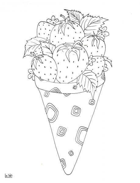 Strawberry Ice Cream coloring page image