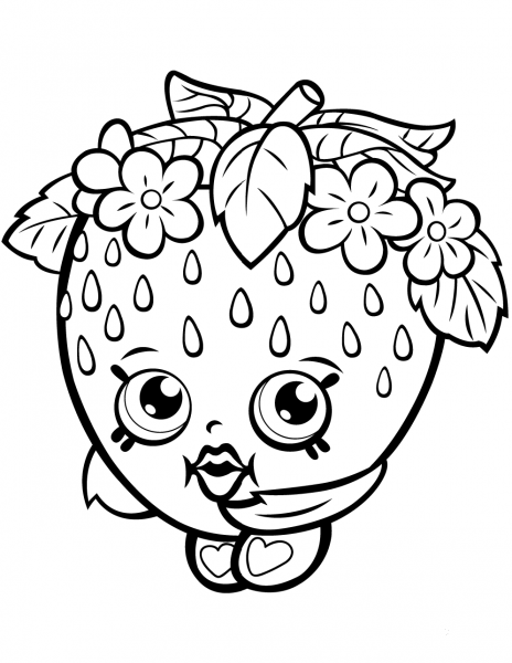 Strawberry Kiss Shopkin coloring page image
