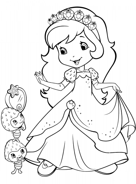 Strawberry Shortcake and Berrykins coloring page image