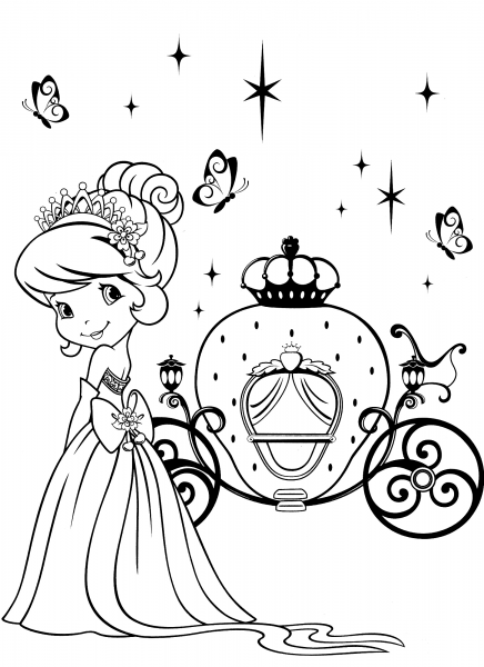 Strawberry Shortcake and Magical Carriage coloring page image