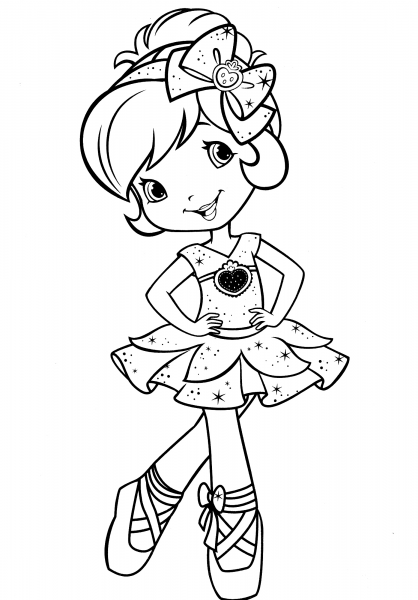 Strawberry Shortcake Ballerina coloring page image