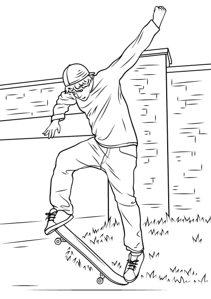 Street Skateboarding coloring page image