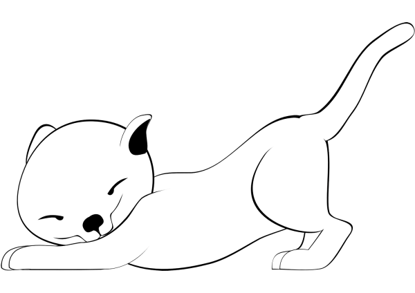 Stretching Kitty coloring page image