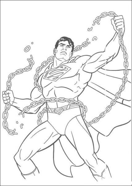 Strong Superman broke the chains  coloring page image