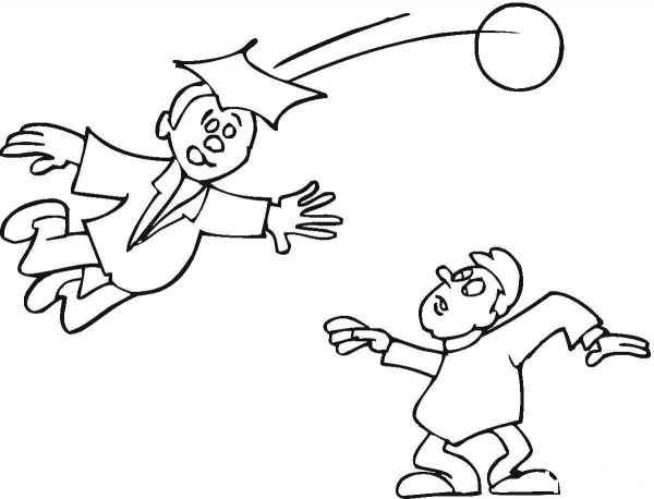 Students Are Playing Football  coloring page image