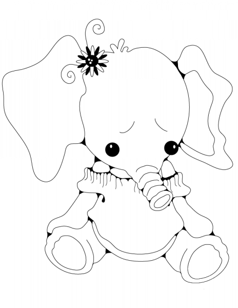 Stuffed Elephant Girl coloring page image