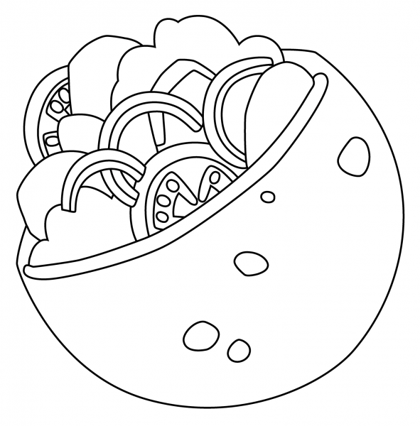 Stuffed Flatbread Emoji coloring page image